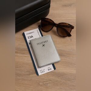 Aimee Kestenberg Metallic Silver Leather Passport Holder Travel Wallet